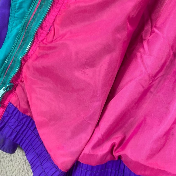 Cabin Creek Jacket Womens Large Purple Nylon Retro Colorblock 90s NO Liner - Picture 11 of 16